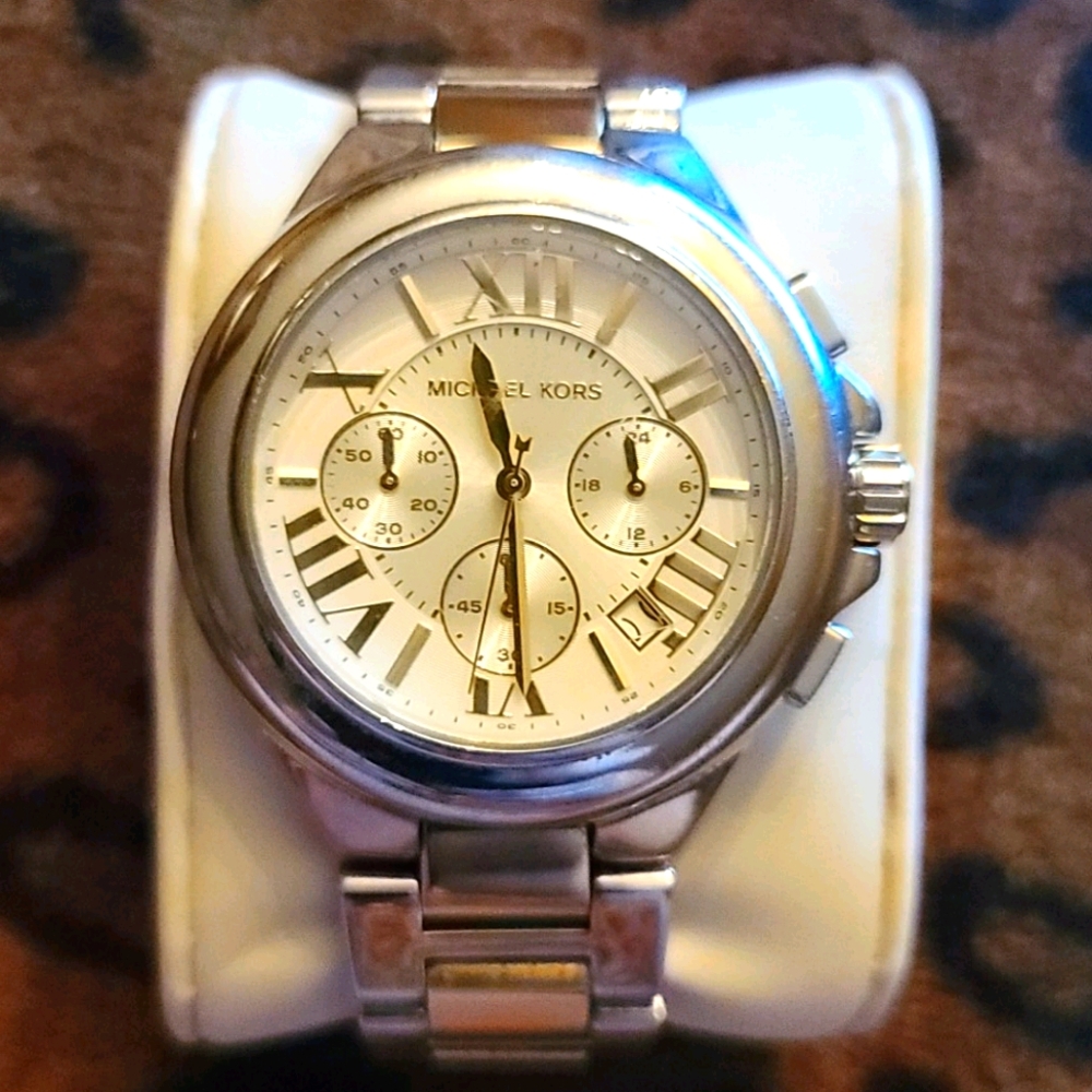 MICHAEL KORS SILVER AND GOLD WATCH